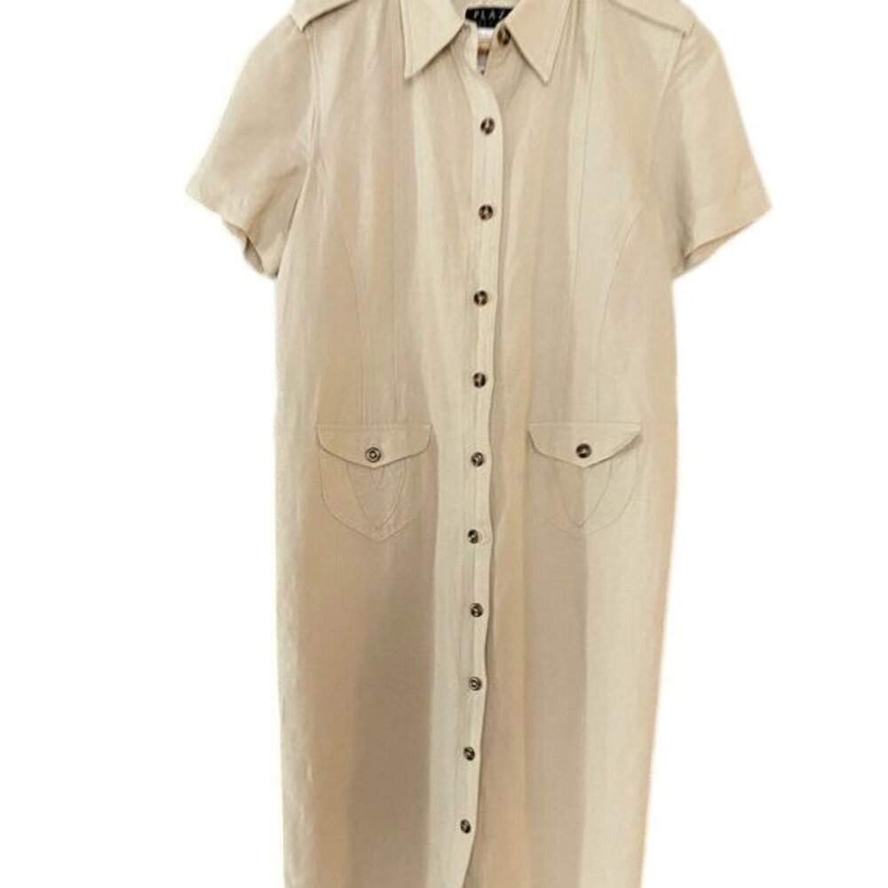 Plaza Collection Shift  Dress Button Front Linen size 10